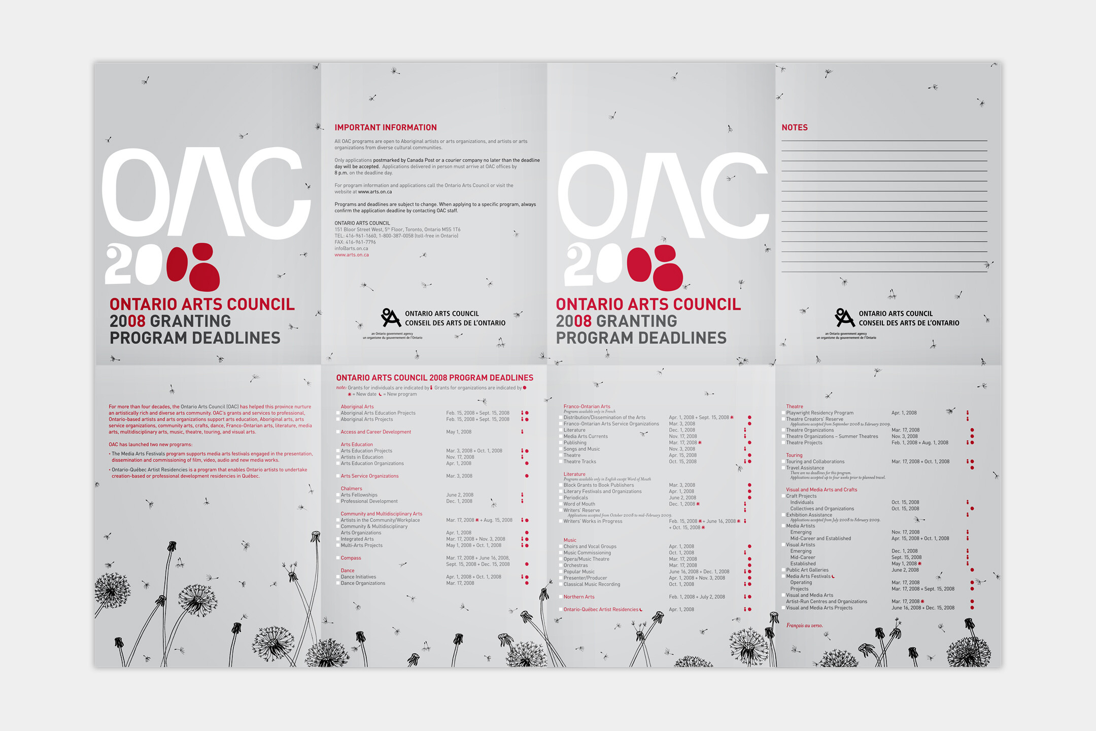 OAC 2008 Granting Program Calendar Poster English