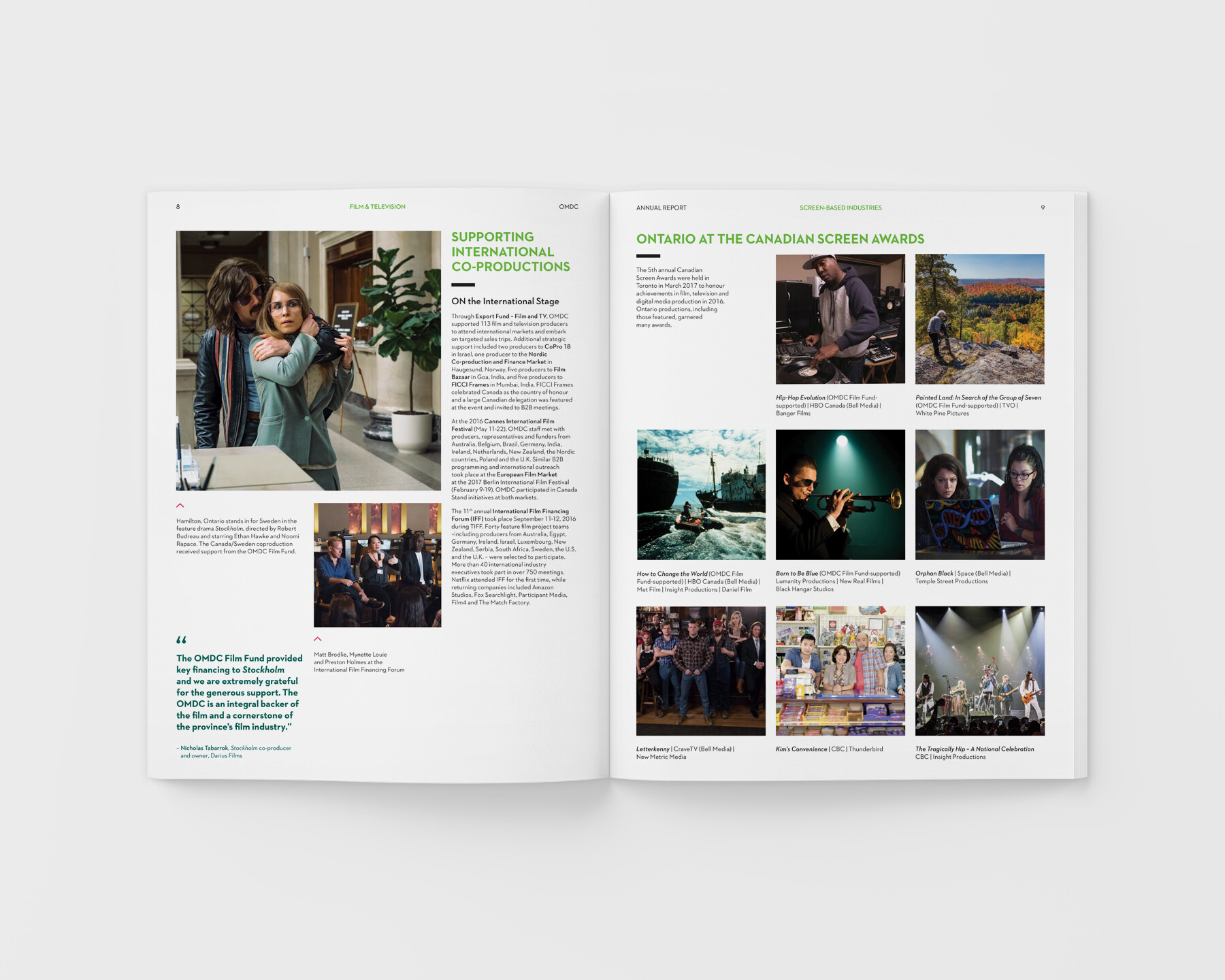Ontario Creates 2017 Annual Report Spread