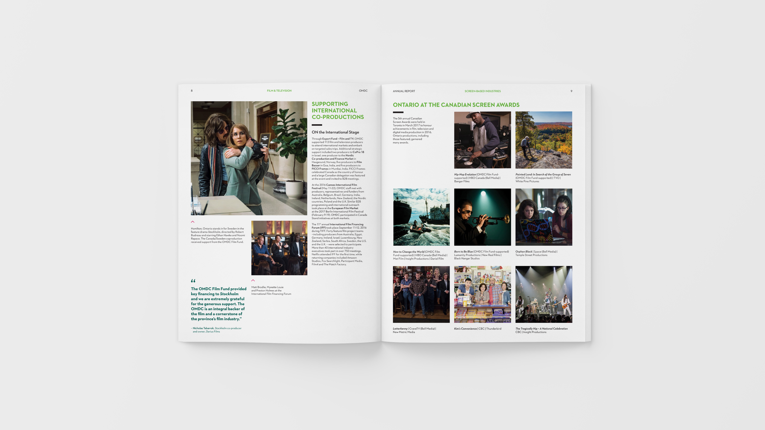 Ontario Creates 2017 Annual Report Spread