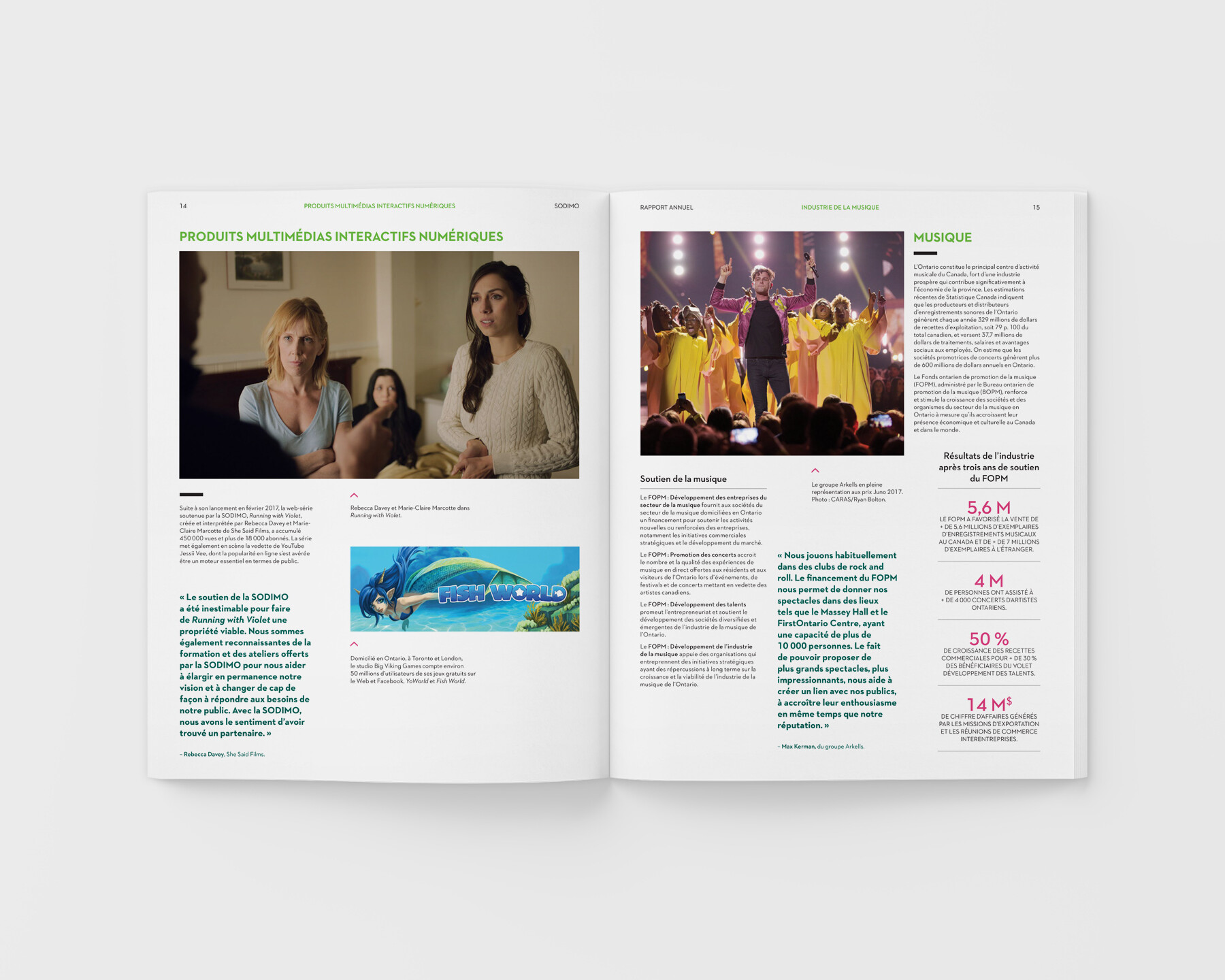 Ontario Creates 2017 Annual Report Spread