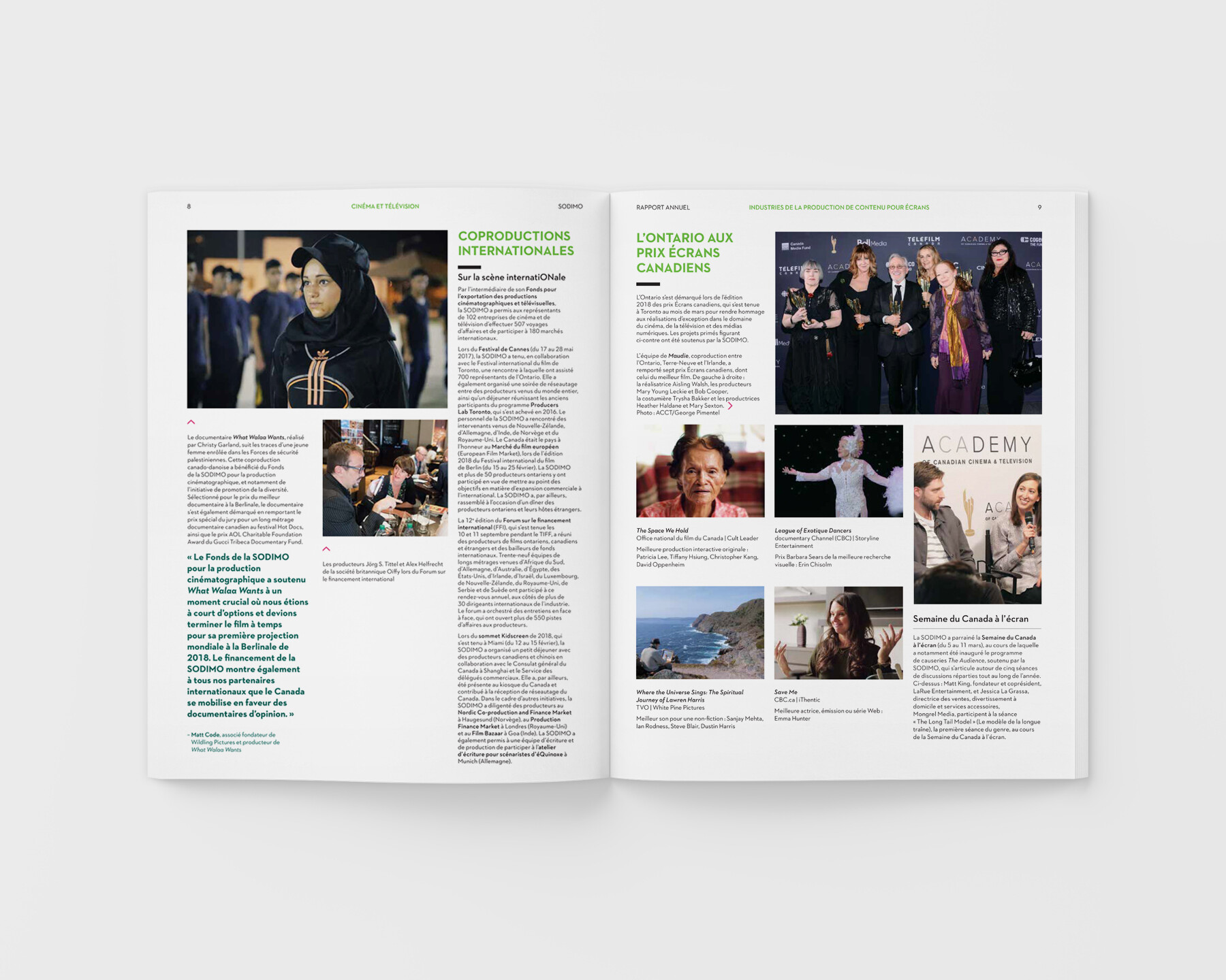 Ontario Creates 2018 Annual Report Spread
