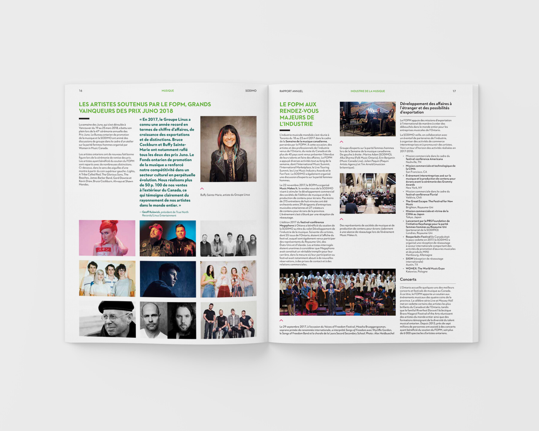 Ontario Creates 2018 Annual Report Spread